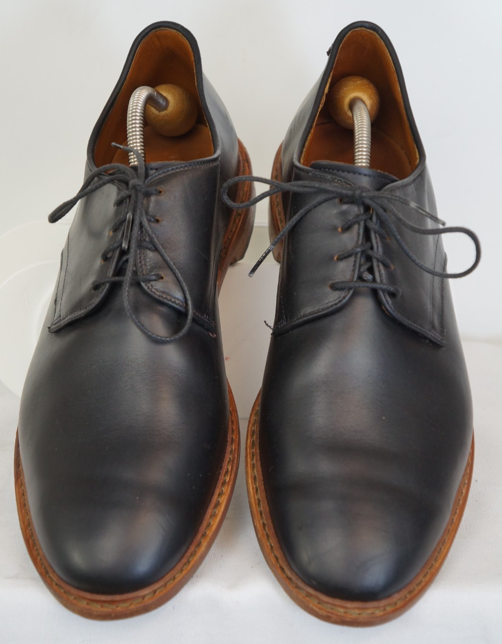 Allen Edmonds Academy Black Leather Plain Toe Derby Shoes Mens Size 12 E Wide US